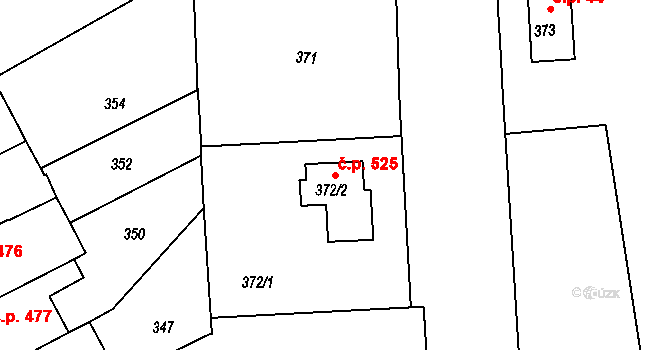 Bedihošť 525 na parcele st. 372/2 v KÚ Bedihošť, Katastrální mapa