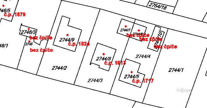 České Budějovice 6 1813, České Budějovice na parcele st. 2744/8 v KÚ České Budějovice 6, Katastrální mapa