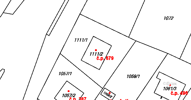 Krmelín 679 na parcele st. 1111/2 v KÚ Krmelín, Katastrální mapa