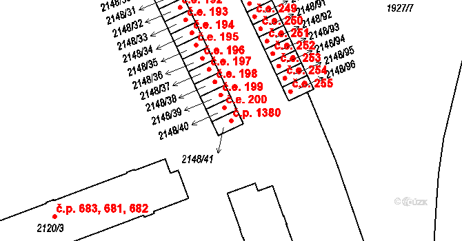 Bechyně 1380 na parcele st. 2148/41 v KÚ Bechyně, Katastrální mapa