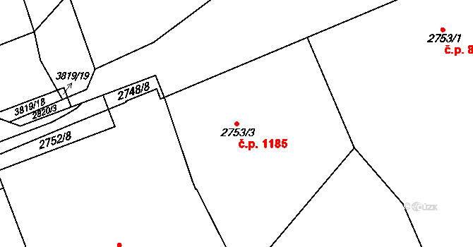 Slavkov u Brna 1185 na parcele st. 2753/3 v KÚ Slavkov u Brna, Katastrální mapa