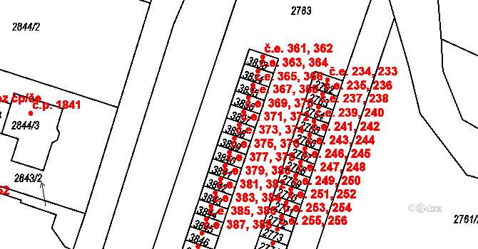 Děčín VI-Letná 371,372, Děčín na parcele st. 3838 v KÚ Podmokly, Katastrální mapa