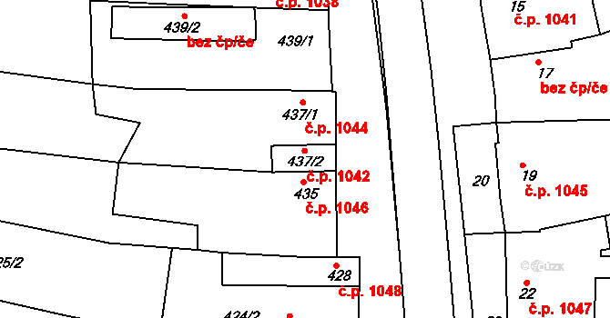Brumov 1042, Brumov-Bylnice na parcele st. 437/2 v KÚ Brumov, Katastrální mapa