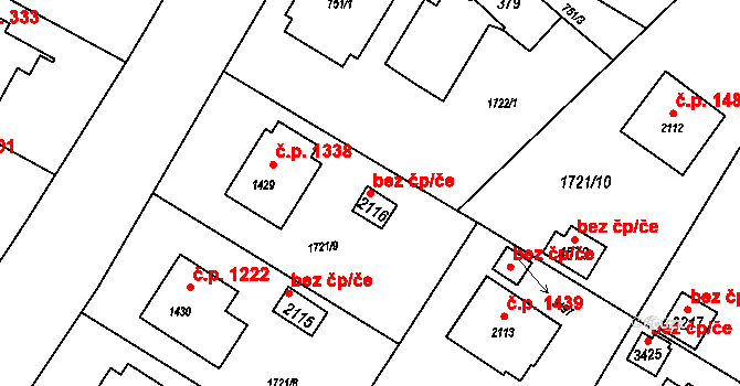 Rožnov pod Radhoštěm 39559122 na parcele st. 2116 v KÚ Rožnov pod Radhoštěm, Katastrální mapa