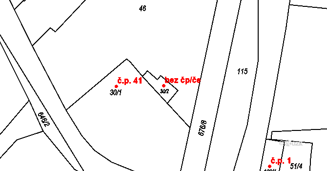 Rožnov 40096122 na parcele st. 30/2 v KÚ Rožnov, Katastrální mapa