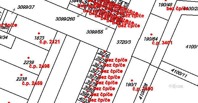 Břeclav 40779122 na parcele st. 3974 v KÚ Břeclav, Katastrální mapa