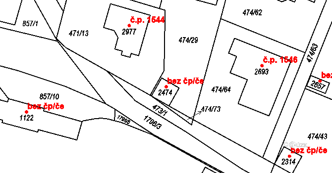 Přelouč 41618122 na parcele st. 2474 v KÚ Přelouč, Katastrální mapa