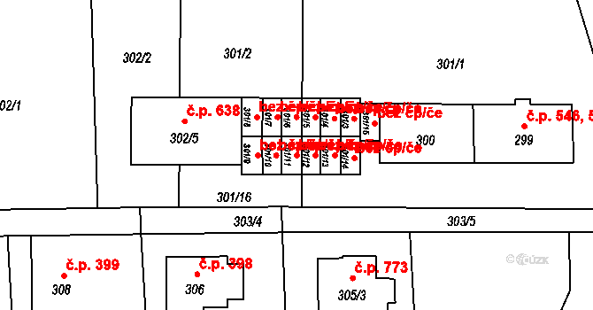 Doksy 42185122 na parcele st. 301/11 v KÚ Doksy u Máchova jezera, Katastrální mapa