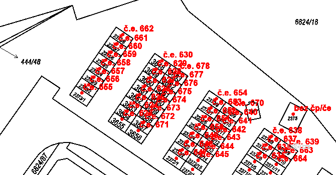 Žatec 677 na parcele st. 3662 v KÚ Žatec, Katastrální mapa