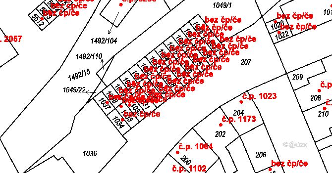 Kladno 43661122 na parcele st. 1029 v KÚ Kročehlavy, Katastrální mapa