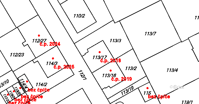 Předměstí 2018, Opava na parcele st. 113/17 v KÚ Opava-Předměstí, Katastrální mapa