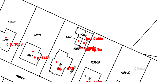 Rožnov pod Radhoštěm 45686122 na parcele st. 4302 v KÚ Rožnov pod Radhoštěm, Katastrální mapa