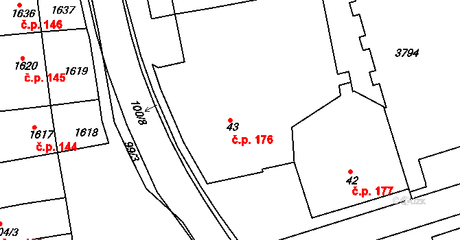 Nivnice 176 na parcele st. 43 v KÚ Nivnice, Katastrální mapa