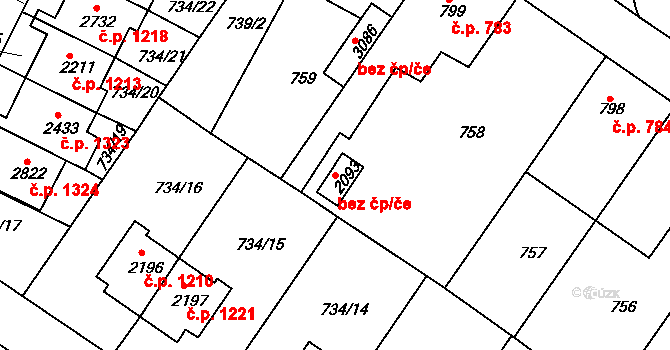 Neratovice 49887122 na parcele st. 2093 v KÚ Neratovice, Katastrální mapa