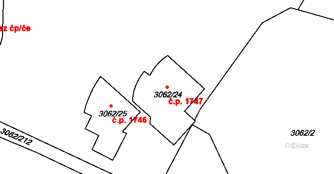 Kuřim 1747 na parcele st. 3062/24 v KÚ Kuřim, Katastrální mapa