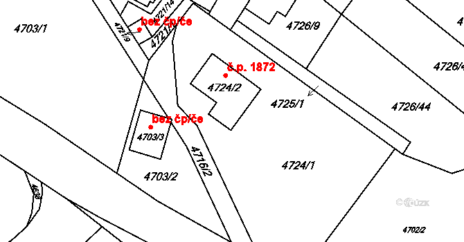 Jirkov 1872 na parcele st. 4724/2 v KÚ Jirkov, Katastrální mapa