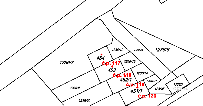 Cotkytle 117 na parcele st. 454 v KÚ Cotkytle, Katastrální mapa