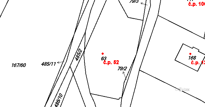 Krašovice 52 na parcele st. 63 v KÚ Krašovice u Plzně, Katastrální mapa