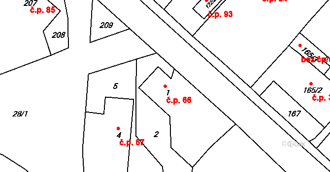 Slavětín nad Metují 66 na parcele st. 1 v KÚ Slavětín nad Metují, Katastrální mapa