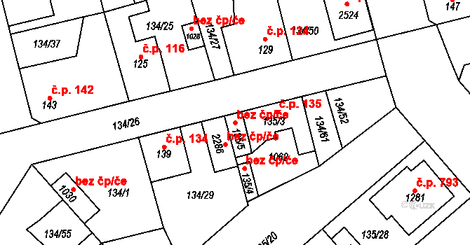 Kralupy nad Vltavou 80539122 na parcele st. 135/5 v KÚ Lobeček, Katastrální mapa