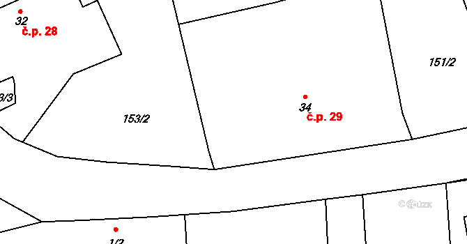 Drachkov 29 na parcele st. 34 v KÚ Drachkov u Strakonic, Katastrální mapa