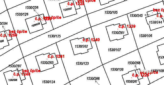 Řeporyje 1240, Praha na parcele st. 1530/262 v KÚ Řeporyje, Katastrální mapa