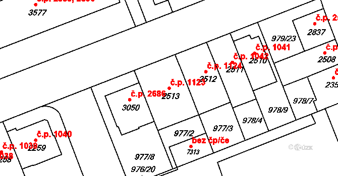 Kroměříž 1123 na parcele st. 2513 v KÚ Kroměříž, Katastrální mapa
