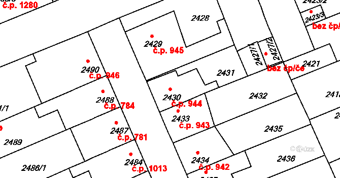 Holešov 944 na parcele st. 2430 v KÚ Holešov, Katastrální mapa