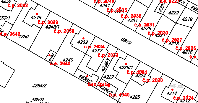 Jihlava 2033 na parcele st. 4237 v KÚ Jihlava, Katastrální mapa
