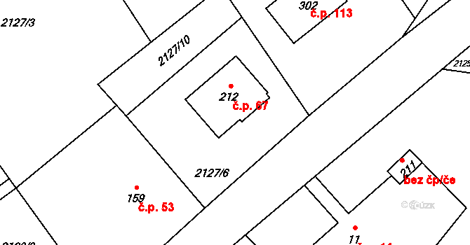 Horní Líštná 67, Třinec na parcele st. 221 v KÚ Horní Líštná, Katastrální mapa