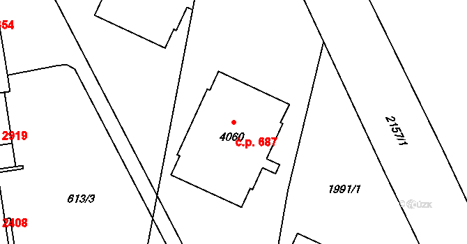 Šumperk 687 na parcele st. 4060 v KÚ Šumperk, Katastrální mapa