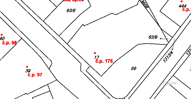 Hejnice 175 na parcele st. 17 v KÚ Hejnice, Katastrální mapa