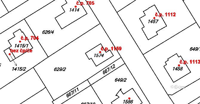 Lomnice nad Popelkou 1159 na parcele st. 1574 v KÚ Lomnice nad Popelkou, Katastrální mapa