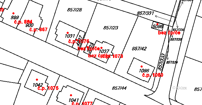 Blansko 1078 na parcele st. 1037 v KÚ Blansko, Katastrální mapa
