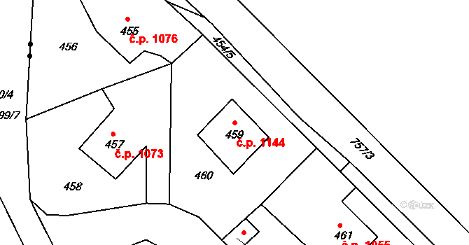 Hořovice 1144 na parcele st. 459 v KÚ Velká Víska, Katastrální mapa