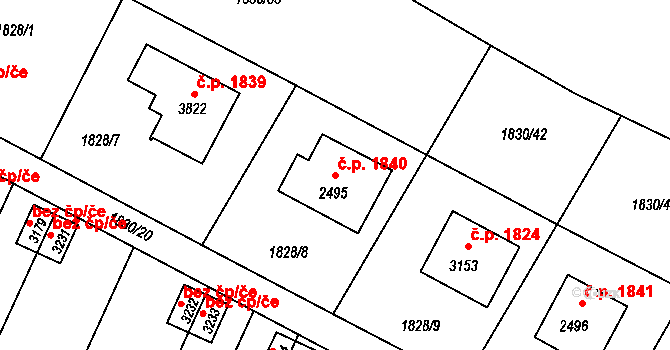 Hořice 1840 na parcele st. 2495 v KÚ Hořice v Podkrkonoší, Katastrální mapa