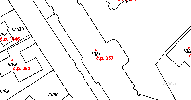 Žamberk 357 na parcele st. 1321 v KÚ Žamberk, Katastrální mapa