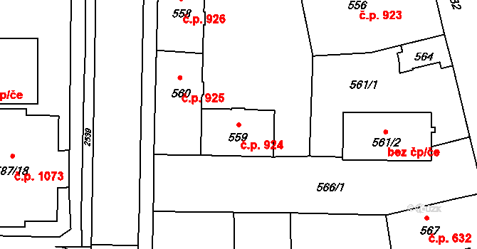 Nový Bohumín 924, Bohumín na parcele st. 559 v KÚ Nový Bohumín, Katastrální mapa