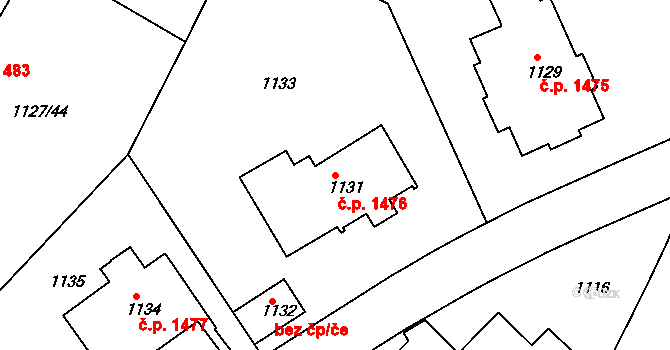Dejvice 1476, Praha na parcele st. 1131 v KÚ Dejvice, Katastrální mapa