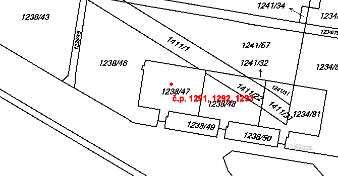 Řepy 1291,1292,1293, Praha na parcele st. 1238/47 v KÚ Řepy, Katastrální mapa