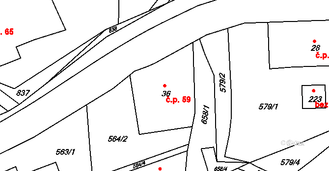 Volanov 59, Trutnov na parcele st. 36 v KÚ Volanov, Katastrální mapa