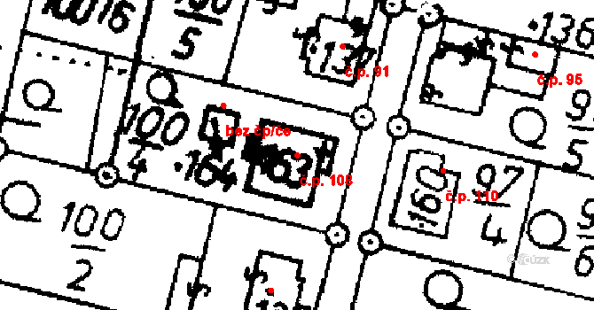 Drahonice 108 na parcele st. 163 v KÚ Drahonice, Katastrální mapa