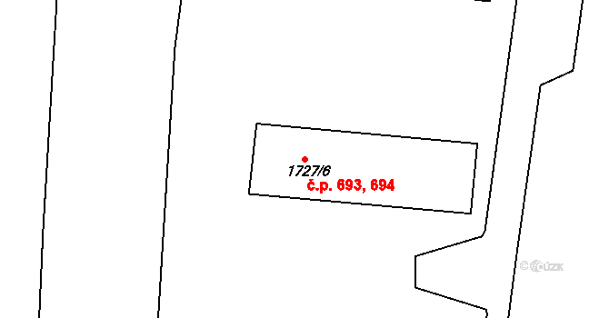 Teplické Předměstí 693,694, Bílina na parcele st. 1727/6 v KÚ Bílina, Katastrální mapa