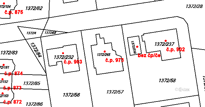 Dolní Chabry 973, Praha na parcele st. 1372/265 v KÚ Dolní Chabry, Katastrální mapa