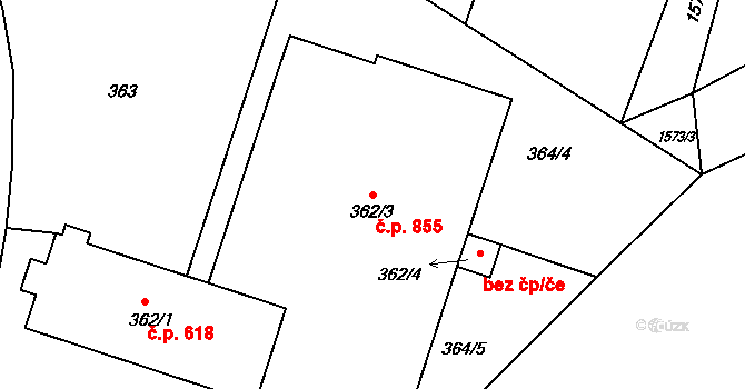 Česká Skalice 855 na parcele st. 362/3 v KÚ Česká Skalice, Katastrální mapa