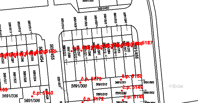 Jihlava 5184 na parcele st. 5691/285 v KÚ Jihlava, Katastrální mapa