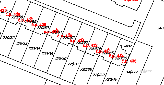 Šanov 432 na parcele st. 720/63 v KÚ Šanov nad Jevišovkou, Katastrální mapa