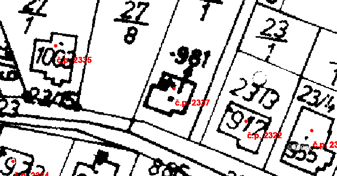 Podlusky 2337, Roudnice nad Labem na parcele st. 981 v KÚ Podlusky, Katastrální mapa