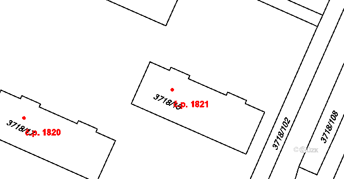 Předměstí 1821, Litoměřice na parcele st. 3718/15 v KÚ Litoměřice, Katastrální mapa