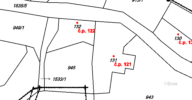 Smetanova Lhota 121 na parcele st. 131 v KÚ Smetanova Lhota, Katastrální mapa